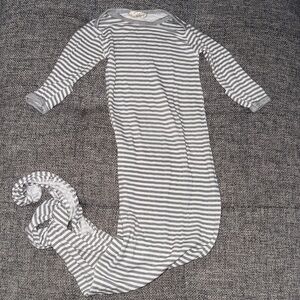 Emerson and friends bamboo Striped Gray and White Baby Gown